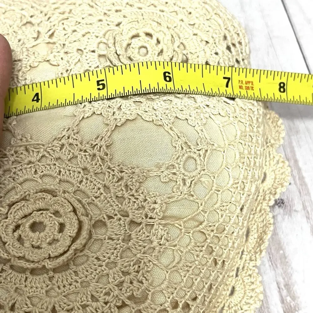 Keeco Vintage Cottagecore Crochet Lace Pillow Set Heart & Square Boho Chic 1995